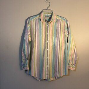 Mark Fore & Strike Womens Multicolored Pastel Striped Button Down Shirt Size 6